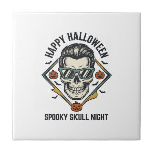 Carreau Chemise crâne Halloween Gravure vintage Graphique_