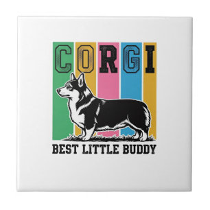 Carreau Chemise d'amour Corgi Gravure vintage Silhouette d