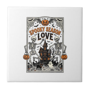 Carreau Chemise d'amour de saison squelette Halloween vint