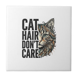 Carreau Chemise de chat avec gravure vintage Cat Hair Don’