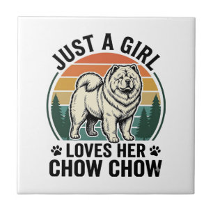 Carreau Chemise de chien Chow Chow Fille vintage amoureuse