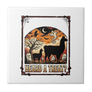 Carreau Chemise de lama Halloween Drôle de Cimetière_1