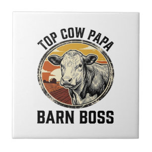 Carreau Chemise de papa vache gravée vintage graphique de 
