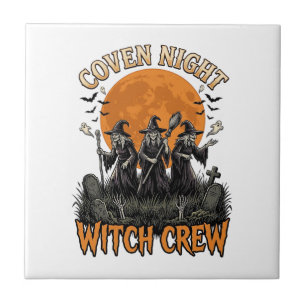 Carreau Chemise de sorcière Halloween gravée vintage Coven