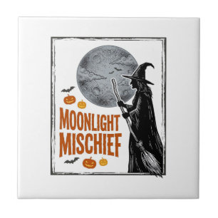 Carreau Chemise de sorcière vintage silhouette de lune d'H