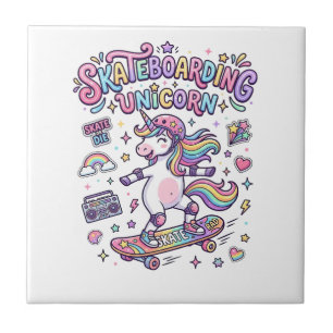 Carreau Chemise de typographie gras de licorne de skateboa