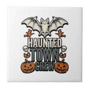 Carreau Chemise de ville hantée Vintage Halloween Chauve-s