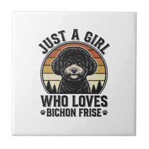 Carreau Chemise Fille Bichon Frise Amoureux de Chien Vinta