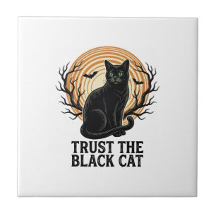 Carreau Chemise Halloween Chat Noir Vintage Lune Sombre Ch