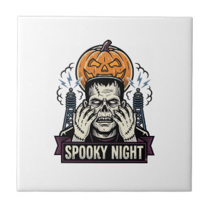 Carreau Chemise Halloween Monstre avec Gravure de Lune de