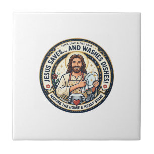 Carreau Chemise Humoristique Corvées de Lessive Jésus Grap