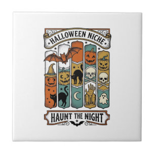 Carreau Chemise rétro Halloween avec rayure effrayante vin