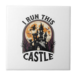 Carreau Chemise Vintage Château Ensorcelé Halloween Sorciè