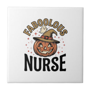 Carreau Chemise vintage citrouille d'Halloween d'infirmièr