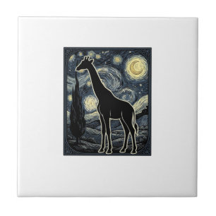 Carreau Chemise vintage gravure girafe nuit étoilée_1