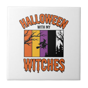 Carreau Chemise Vintage Halloween Sorcières Balai de Sorci