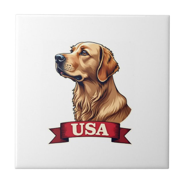 Carreau Chemise vintage USA avec gravure Golden Retriever (Devant)