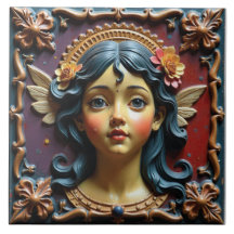 Cherub en violet et rouge