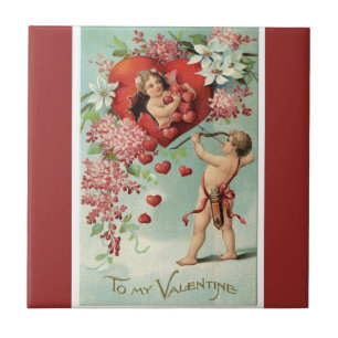 Carreau Cherubs et Coeurs vintages de Valentine