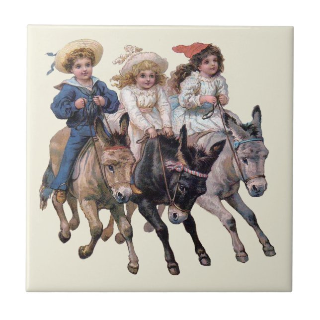 Carreau Cheval antique poney enfants art (Devant)
