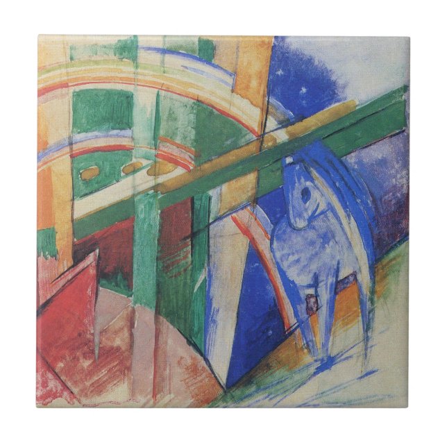 Carreau Cheval bleu avec arc-en-ciel par Franz Marc (Devant)