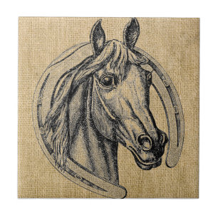Carreau Cheval Caméo sur Burlap