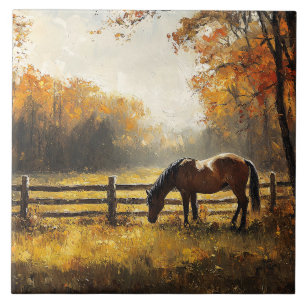 Carreau Cheval dans le champ Golden Hour Peinture