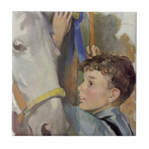 Carreau Cheval de course vintage, gagnant du ruban bleu av