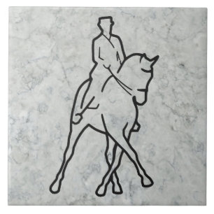 Carreau Cheval de dressage et cavalier - demi de passage