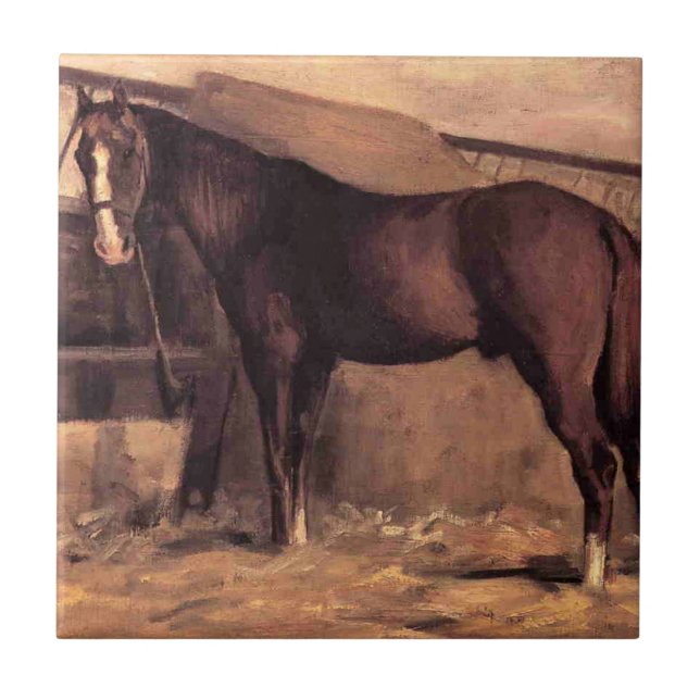 Carreau Cheval de la baie rougeâtre sur les tables (Devant)