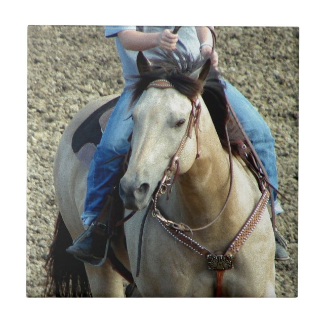 Carreau Cheval de rodéo Buckskin (Devant)
