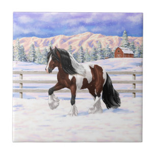 Carreau Cheval de Tinker Tinker Gypsy Vanner Brown Pinto