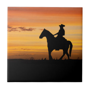 Carreau Cheval d'équitation de cowboy ou de cow-girl dans
