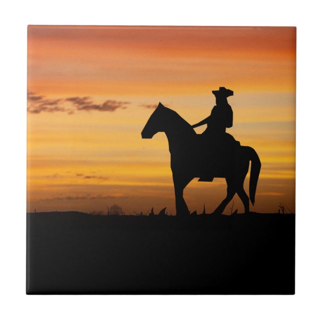 Carreau Cheval d'équitation de cowboy ou de cow-girl dans (Devant)