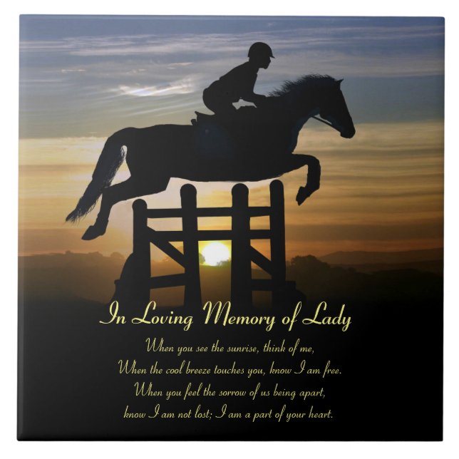Carreau Cheval et cavalier Jumper Memorial Poème spirituel (Devant)