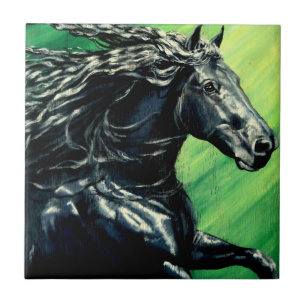 Carreau Cheval frison noir d'étalon