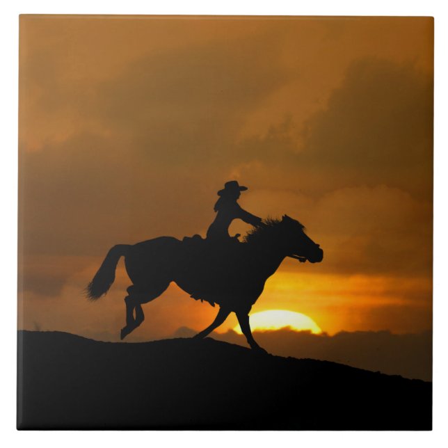 Carreau Cheval Galloping de la Cowgirl du Sud-Ouest au cou (Devant)