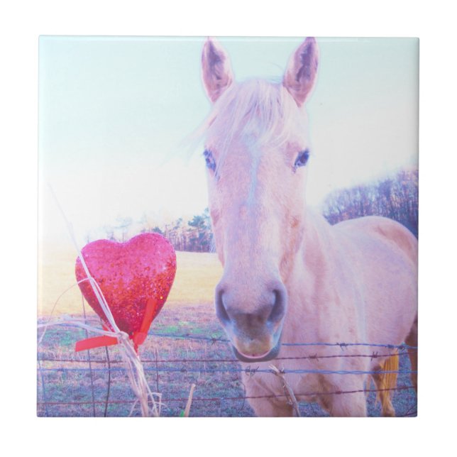 Carreau Cheval jaune et Coeur rouge (Devant)