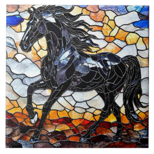 Carreau Cheval noir en verre
