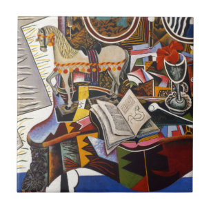 Carreau Cheval Pipe Fleur rouge par Joan Miro