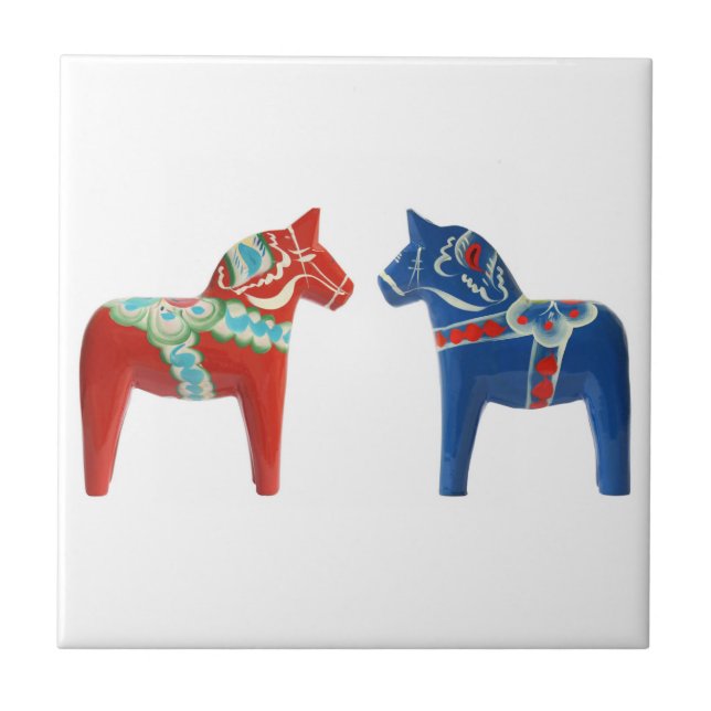 Carreau Cheval rouge et bleu de Dala (Devant)