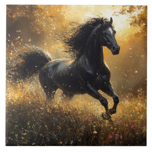 Carreau Cheval Sauvage Étalon Noir Mustang