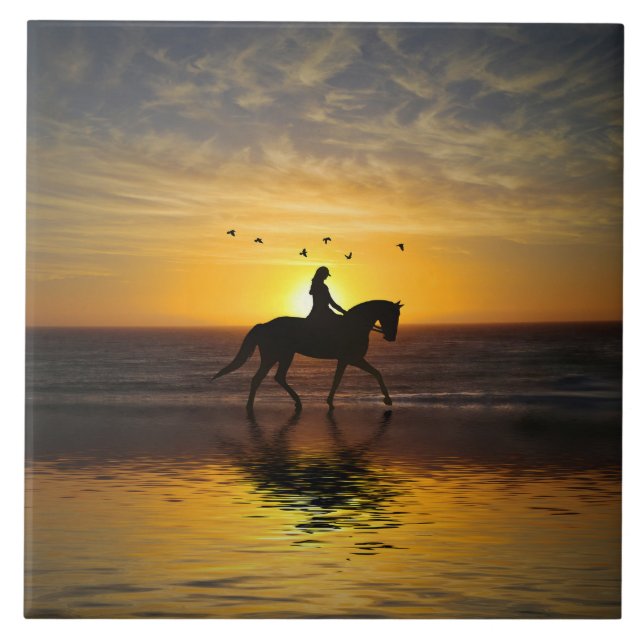 Carreau Cheval sur la plage à Sunset Riding (Devant)