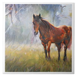 Carreau cheval sur l'herbe