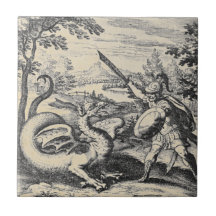 Chevalier en armure pose le dragon