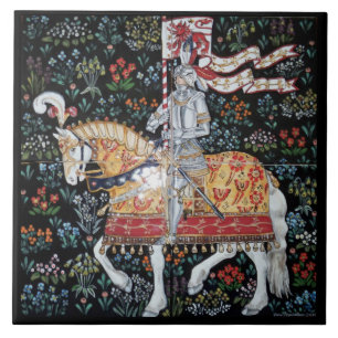Carreau Chevalier sur Horseback Tile Tile Trivet