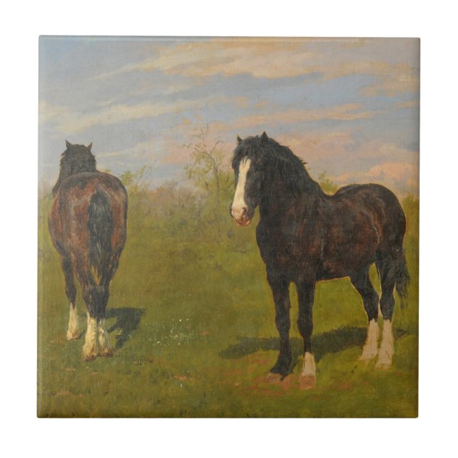 Carreau Chevaux de pâturage (par Rosa Bonheur) (Devant)