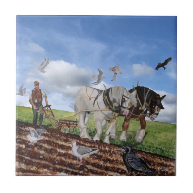 Carreau Chevaux Lourds Qui Jouent En Mars (Devant)