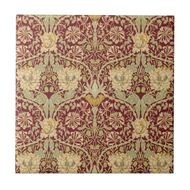 Carreau Chèvrefeuille et tulipe 1876 par William Morris (Devant)