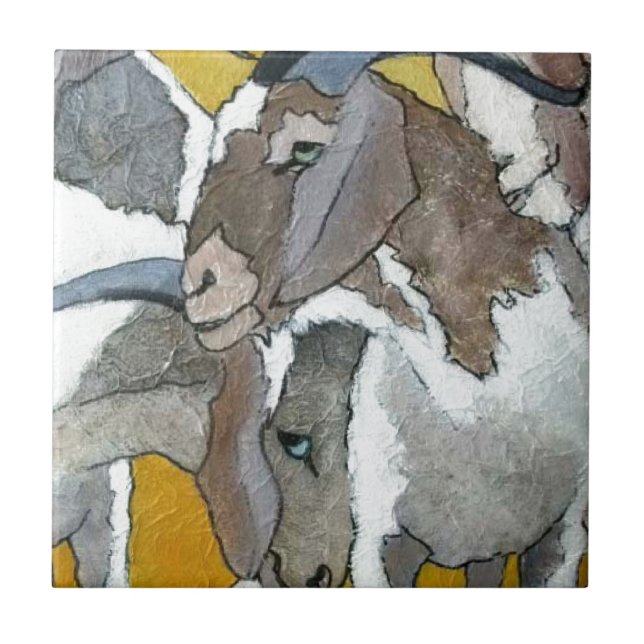 Carreau Chèvres mignonnes caressant (Devant)